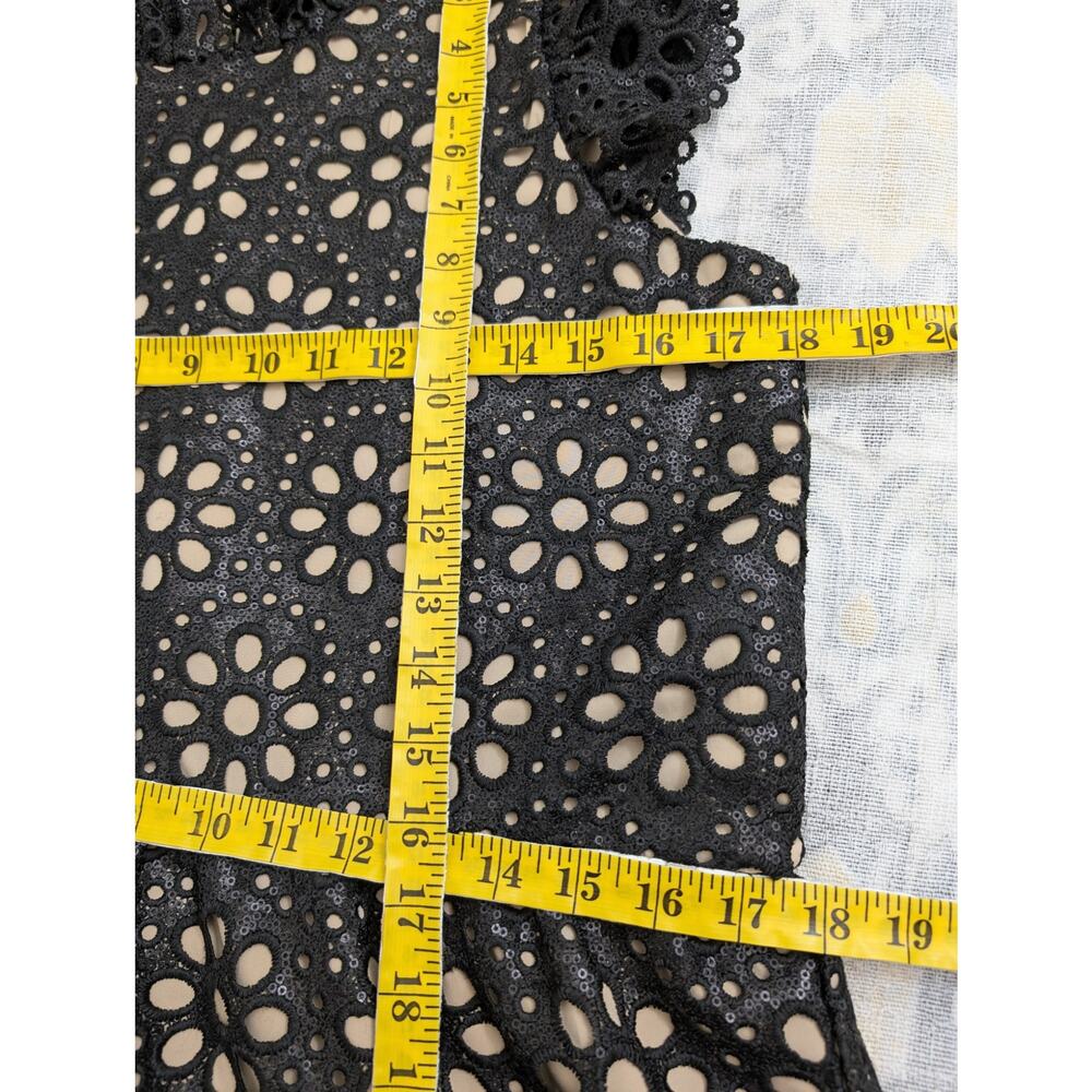 NWT SEA New York Black Eyelet Sequined Shelby Mini Dress Size 6 - Picture 8 of 10